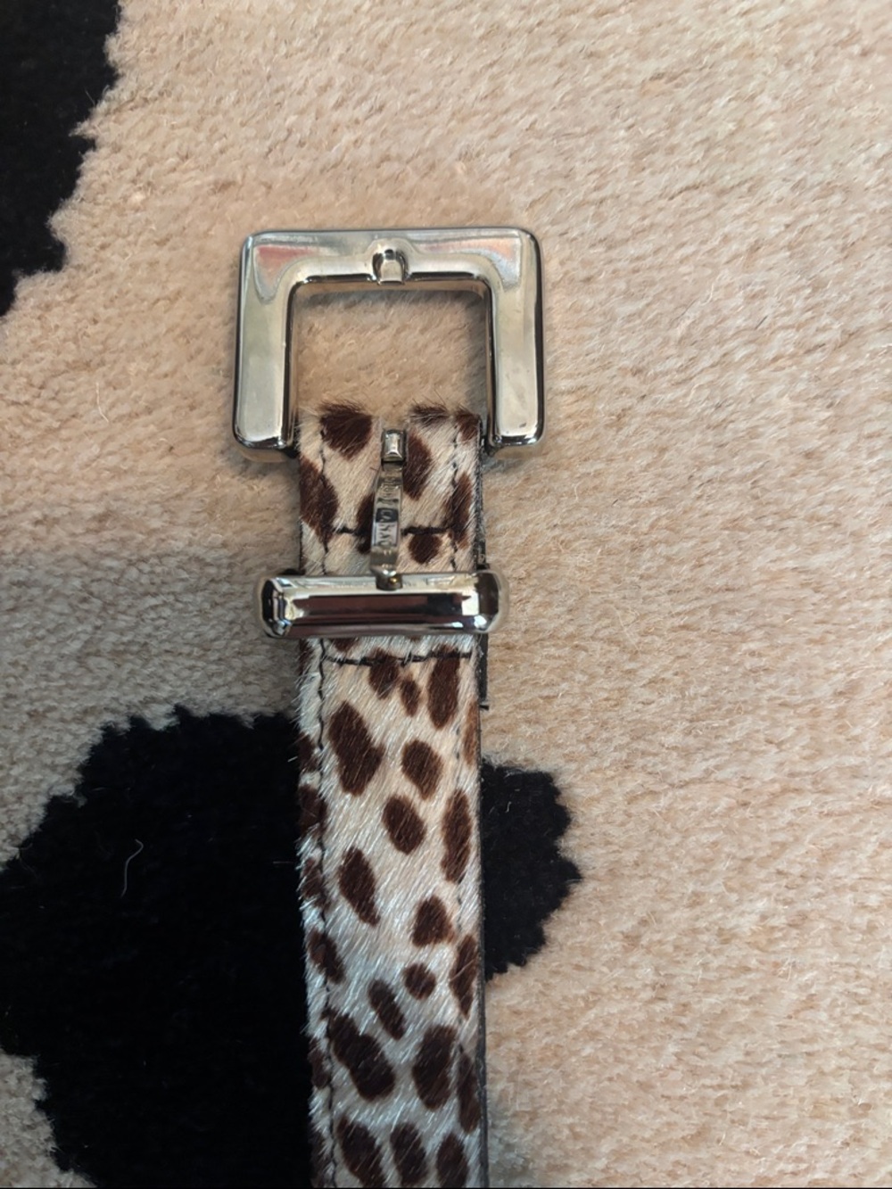 Express vintage Leopard Print Haircalf Belt in White and Brown size medium - Picture 5 of 7